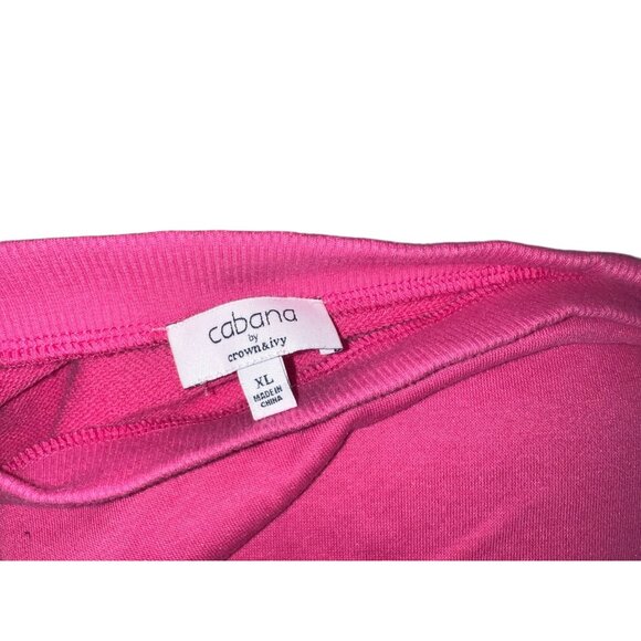 Cabana By Crown & Ivy Womens Pink Pullover Sweatshirt XL Relaxed Fit Long Sleeve - Picture 3 of 6